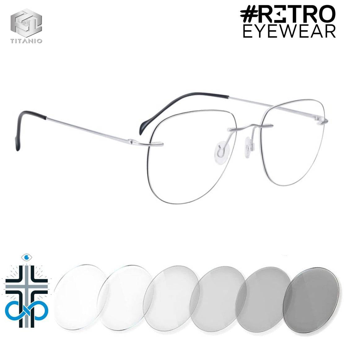 PILOT TITANIUM® RETRO PC HD INFINITE♾PHOTOCHROMIC AntiBlue MAX+|-3.0 Con formula Óptica