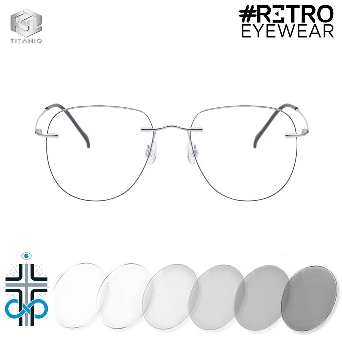 PILOT TITANIUM® RETRO PC HD INFINITE♾PHOTOCHROMIC AntiBlue MAX+|-3.0 Con formula Óptica