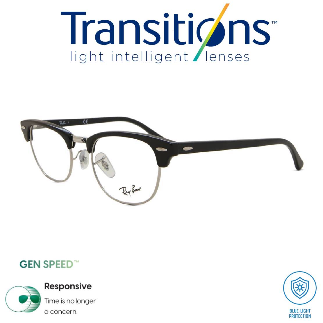 Gafas Europeas + TRANSITIONS© GEN S® Anti/Blue Pro Formula Máximo+/- 2.00 SPEED©