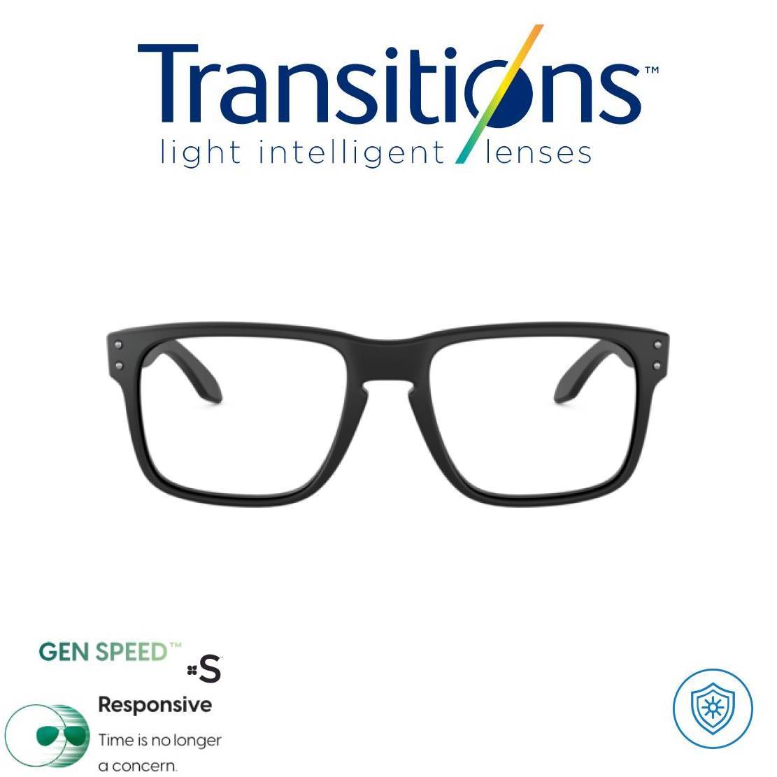 Gafas Americanas Black  + TRANSITIONS© GEN S® Anti/Blue Pro Formula Máximo+/- 2.00 SPEED©